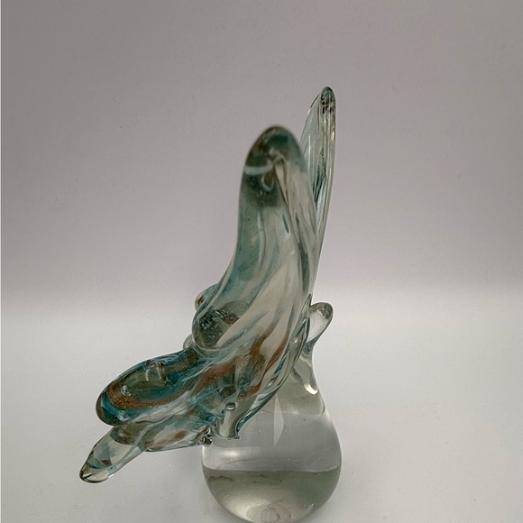 Butterfly Art Blown Glass Blue Swirl Paperweight /Figurine - Picture 2 of 12